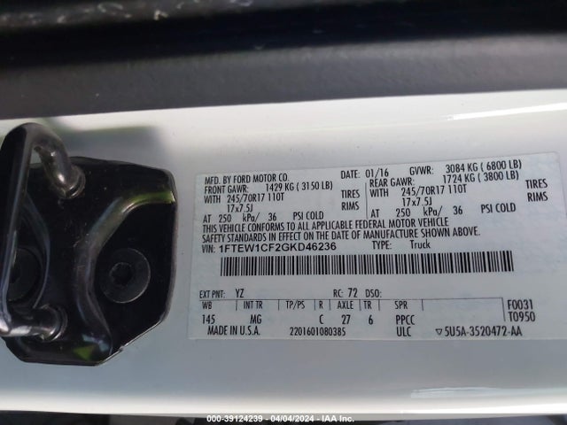 Ford F-150 Xlt 2016 1FTEW1CF2GKD46236 Image 9