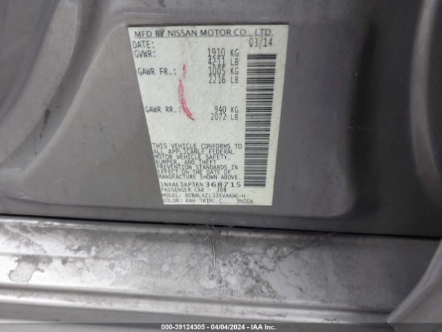 1N4AL3AP3EN368715 Nissan Altima 2.5 Sl