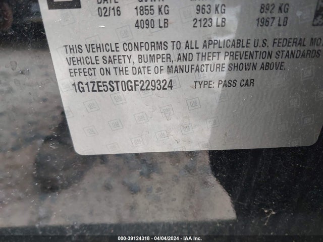 Chevrolet MALIBU 1LT 2016 1G1ZE5ST0GF229324 Image 9
