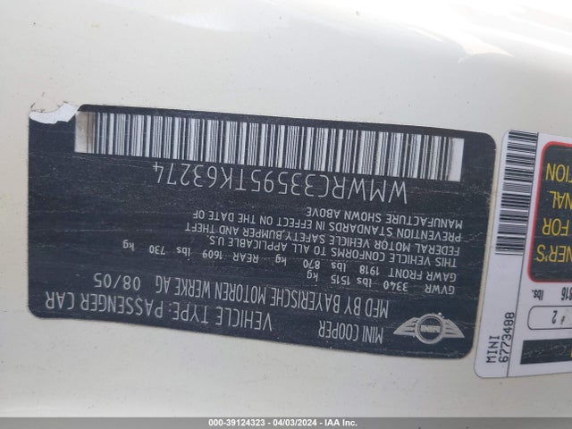 2005 MINI COOPER WMWRC33595TK63274 Photo 8
