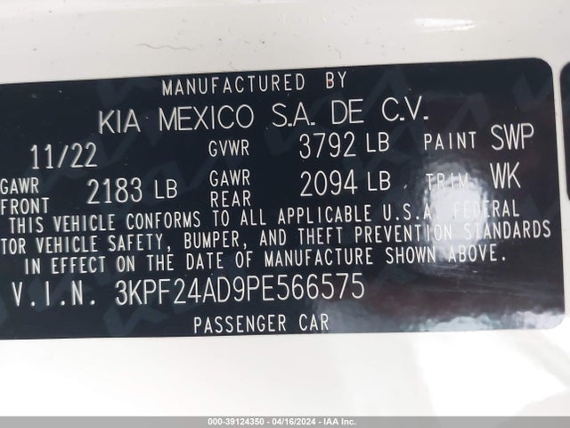 KIA Forte Lxs 2023 3KPF24AD9PE566575 Image 9