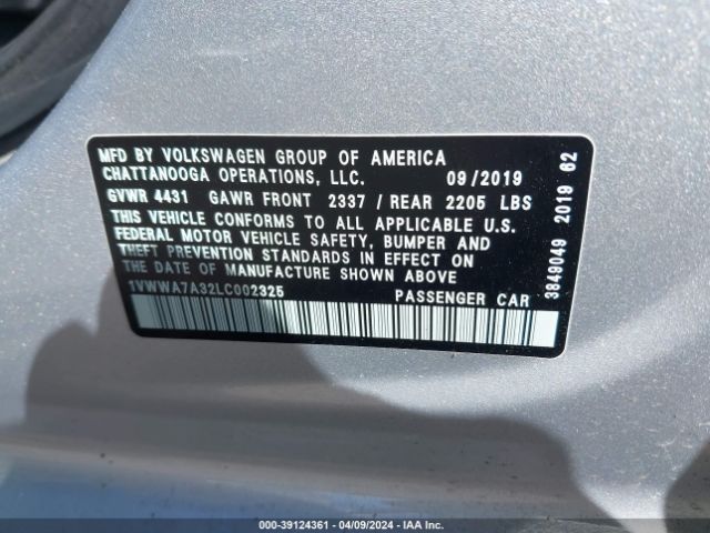 1VWWA7A32LC002325 Volkswagen Passat 2.0t Se