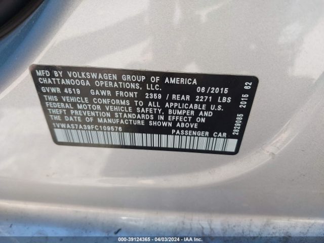 1VWAS7A39FC109576 Volkswagen Passat 1.8t Limited Edition