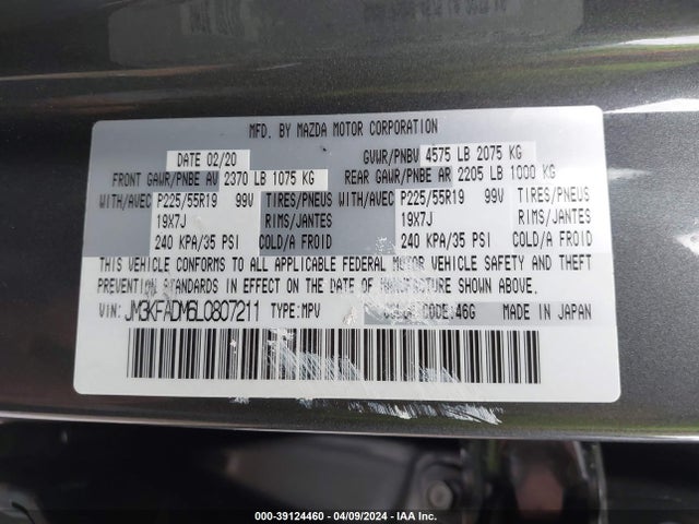 Mazda Cx-5 Grand Touring 2020 JM3KFADM6L0807211 Image 9
