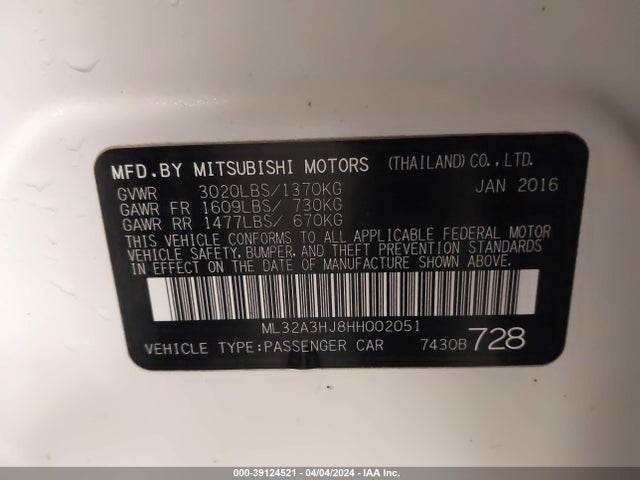 ML32A3HJ8HH002051 Mitsubishi MIRAGE ES
