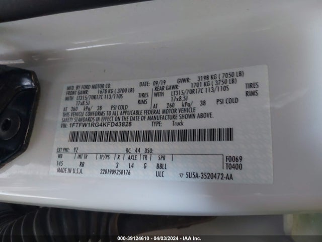 Ford F-150 Raptor 2019 1FTFW1RG4KFD43828 Image 9