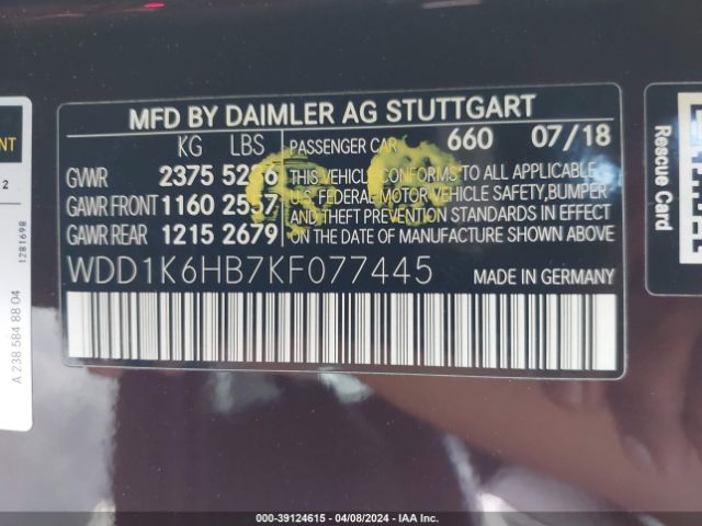 WDD1K6HB7KF077445 Mercedes-Benz E 450