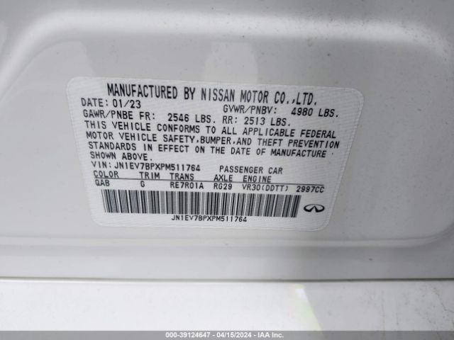 JN1EV7BPXPM511764 Infiniti Q50 LUXE