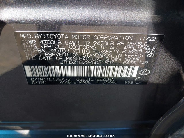 JTHGZ1B22P5061807 Lexus Is Is 350 F Sport