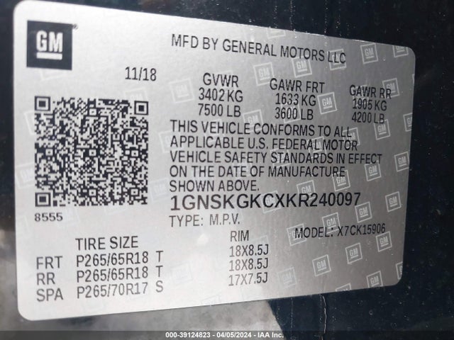Chevrolet Suburban Ls 2019 1GNSKGKCXKR240097 Image 9