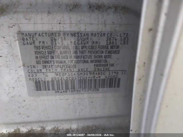 Nissan SENTRA SV 2018 3N1AB7AP4JY339308 Image 9