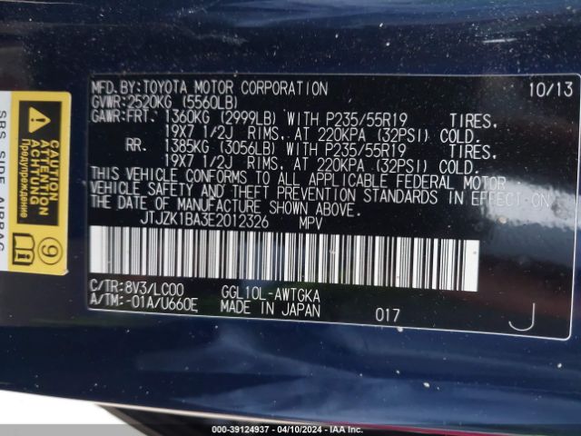 JTJZK1BA3E2012326 Lexus RX 350