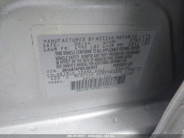 Nissan SENTRA S 2014 3N1AB7AP0EL681972 Image 9