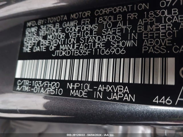 Toyota Prius C One 2015 JTDKDTB35F1106906 Image 9