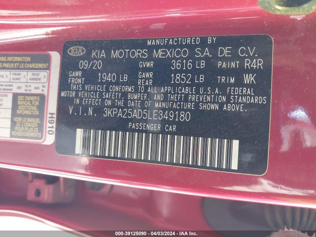 KIA Rio 5-door S 2020 3KPA25AD5LE349180 Image 9