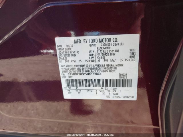 2019 FORD EDGE 2FMPK3K97KBC62049 Photo 8