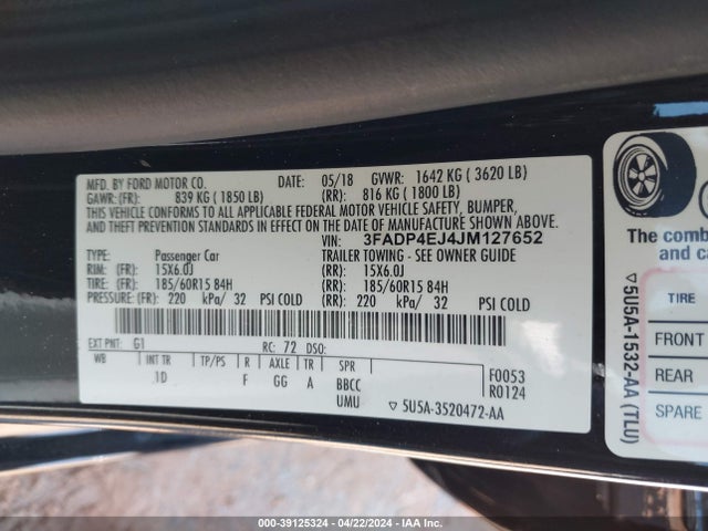 Ford FIESTA SE 2018 3FADP4EJ4JM127652 Image 9