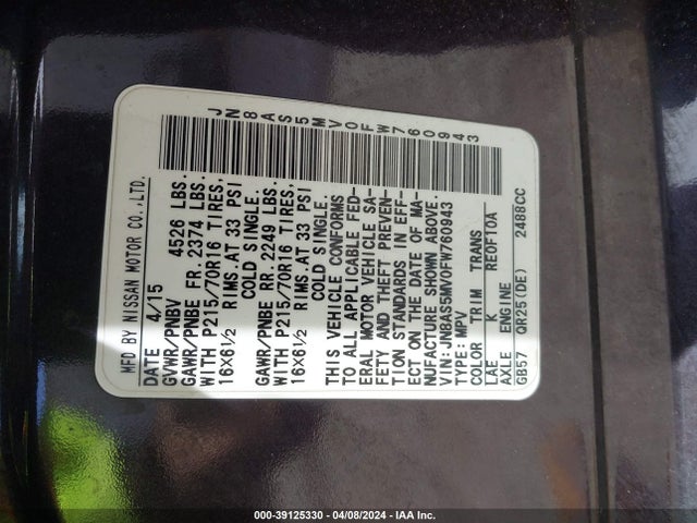 Nissan Rogue Select S 2015 JN8AS5MV0FW760943 Image 9