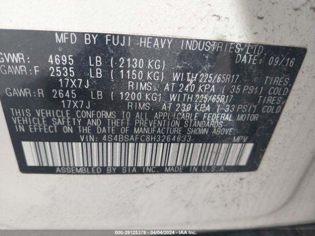 4S4BSAFC8H3264633 Subaru Outback 2.5i Premium