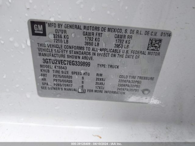 3GTU2VEC7EG339899 GMC Sierra 1500 Slt