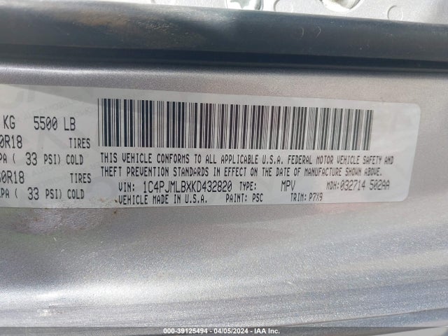1C4PJMLBXKD432820 Jeep Cherokee Altitude 4x4