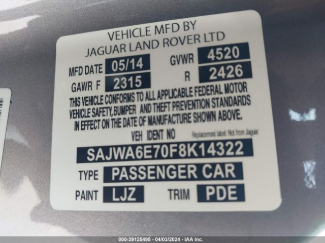 SAJWA6E70F8K14322 Jaguar F-Type
