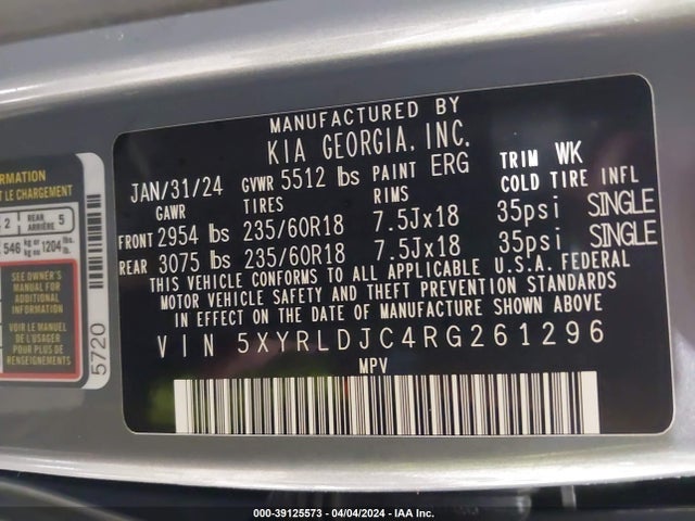 KIA SORENTO S 2024 5XYRLDJC4RG261296 Image 9