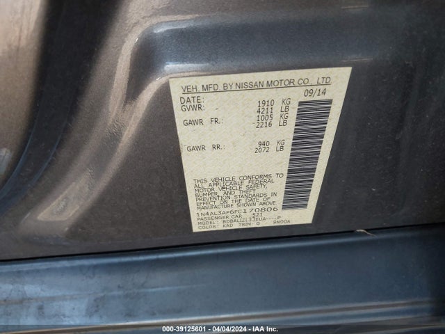 Nissan Altima 2.5 Sv 2015 1N4AL3AP6FC170806 Image 9