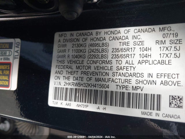 Honda CR-V LX 2019 2HKRW5H32KH415604 Image 9