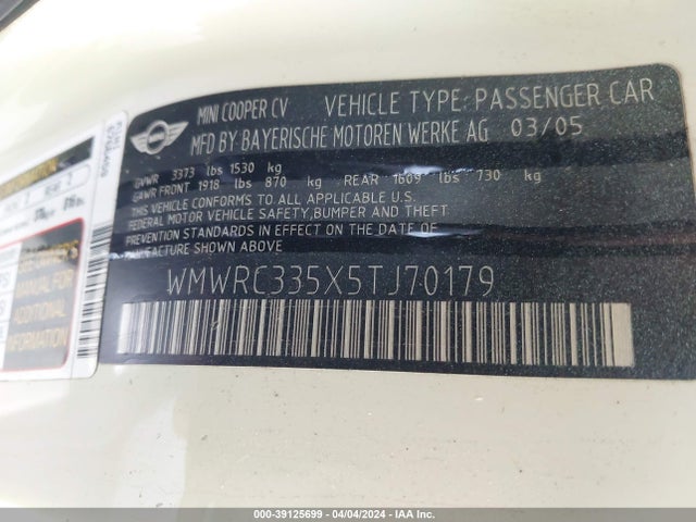 2005 MINI COOPER WMWRC335X5TJ70179 Photo 8