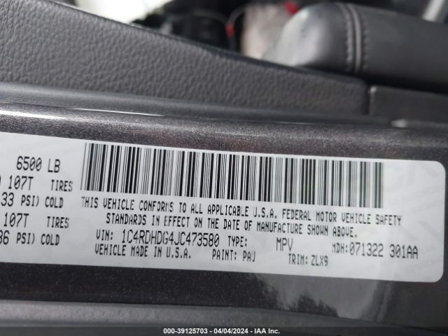 1C4RDHDG4JC473580 Dodge Durango Gt Rwd