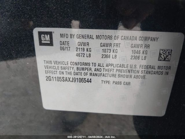 2G1105SAXJ9106544 Chevrolet IMPALA 1LT