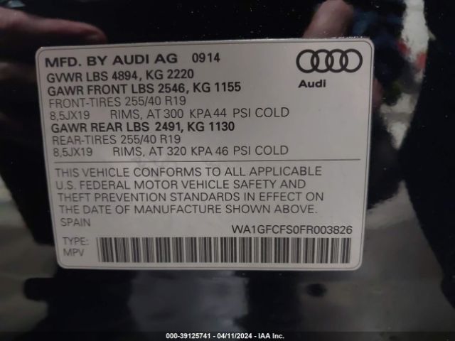 WA1GFCFS0FR003826 Audi Q3 2.0t Premium Plus