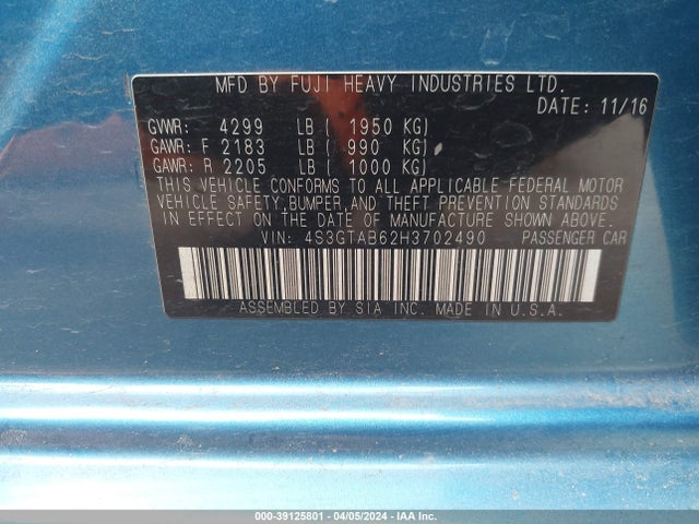 Subaru Impreza 2.0i Premium 2017 4S3GTAB62H3702490 Image 9