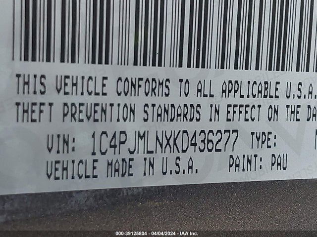 1C4PJMLNXKD436277 Jeep Cherokee Altitude 4x4