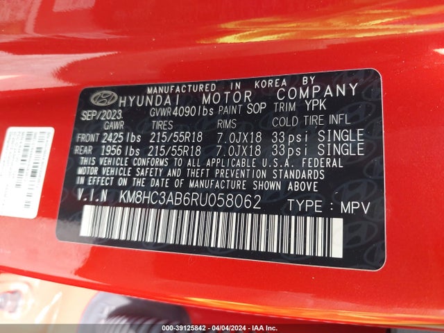 Hyundai Kona Sel 2024 KM8HC3AB6RU058062 Image 9