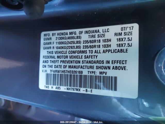 Honda CR-V EX 2017 7FARW1H57HE026169 Image 9