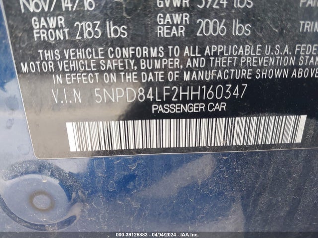 Hyundai Elantra Value Edition 2017 5NPD84LF2HH160347 Image 9