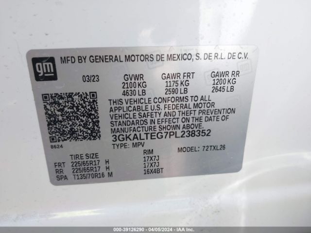 3GKALTEG7PL238352 GMC Terrain Awd Sle