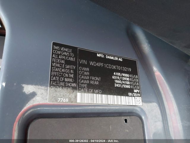 WD4PF1CD3KT013219 Mercedes-Benz Sprinter 2500 High Roof V6