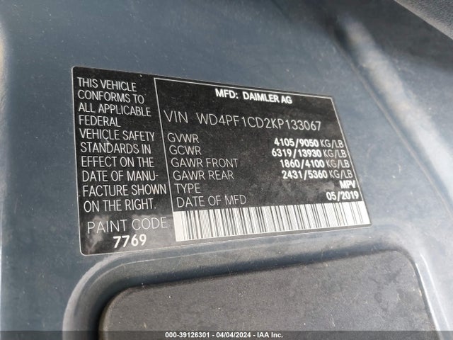 WD4PF1CD2KP133067 Mercedes-Benz Sprinter 2500 High Roof V6