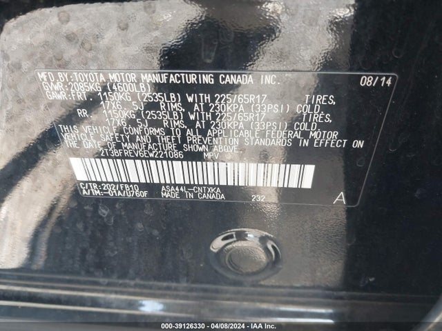 Toyota RAV4 LE 2014 2T3BFREV6EW221086 Image 9