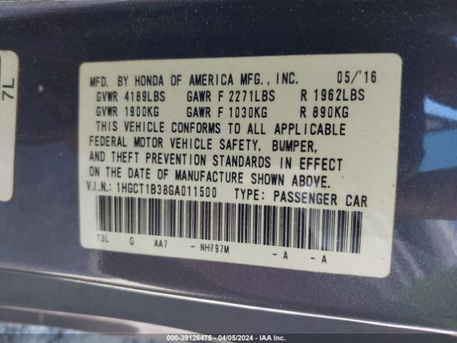 1HGCT1B38GA011500 Honda Accord Lx-s