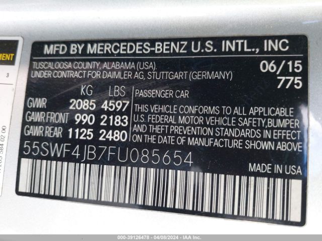 2015 MERCEDES-BENZ C 300 55SWF4JB7FU085654 Photo 8