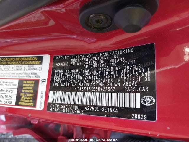 Toyota CAMRY LE 2014 4T4BF1FK5ER427567 Image 9