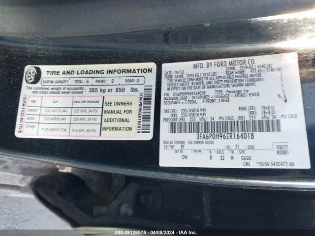 3FA6P0H96ER164018 Ford FUSION SE