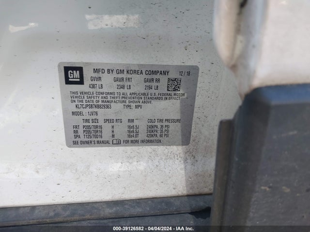 Chevrolet Trax Lt 2019 KL7CJPSB7KB829363 Image 9