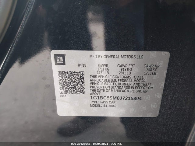 Chevrolet Cruze Ls Auto 2018 1G1BC5SM8J7215804 Image 9