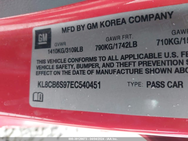 Chevrolet Spark Ls Auto 2014 KL8CB6S97EC540451 Image 9