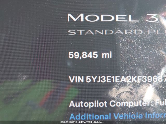5YJ3E1EA2KF396877 Tesla Model 3 Long Range/mid Range/standard Range/standard Range Plus